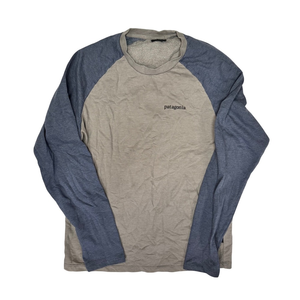 Patagonia Mens Line Logo Ridge Lightweight Crew Sweatshirt Grey Blue M